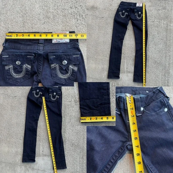 True Religion Skinny Jeans Dark Wash Denim Size 24 - Picture 6 of 6